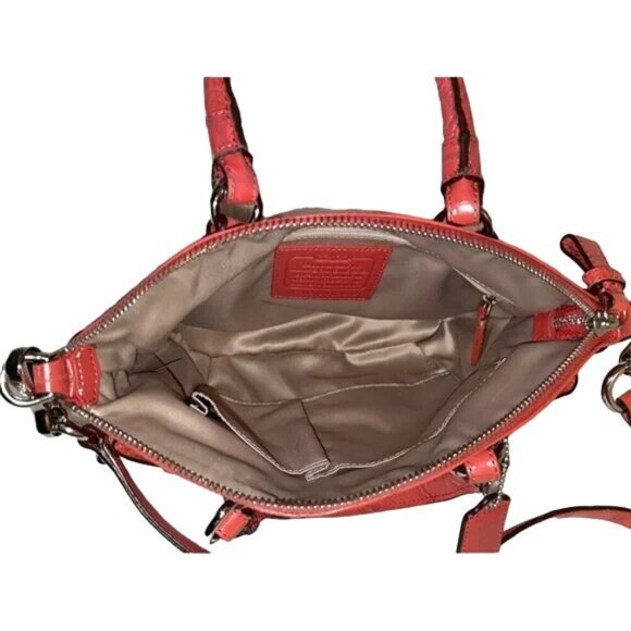 COACH 2013 Madison Lindsey Red Croc Embossed Crossbody Satchel Full Zip 1941 - Picture 6 of 9